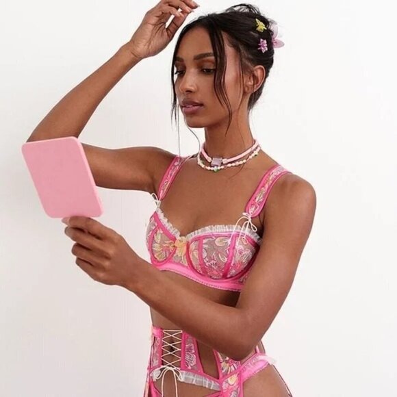 For Love And Lemons Women's Electric Fields Embroidery Underwire Bra - XL - Picture 12 of 12